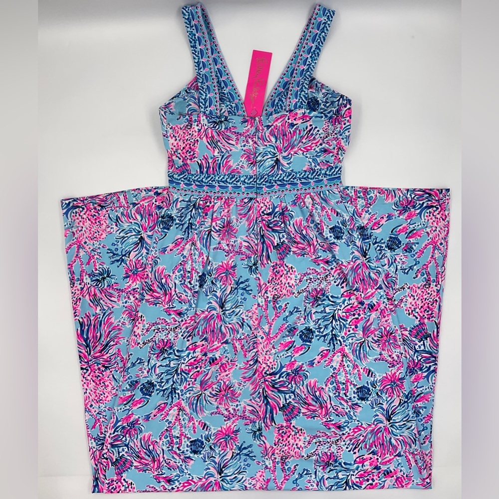 Lilly Pulitzer NWT Serena V-Neck Maxi Dress in Celestial Blue Seek and Sea 00 - Picture 10 of 16